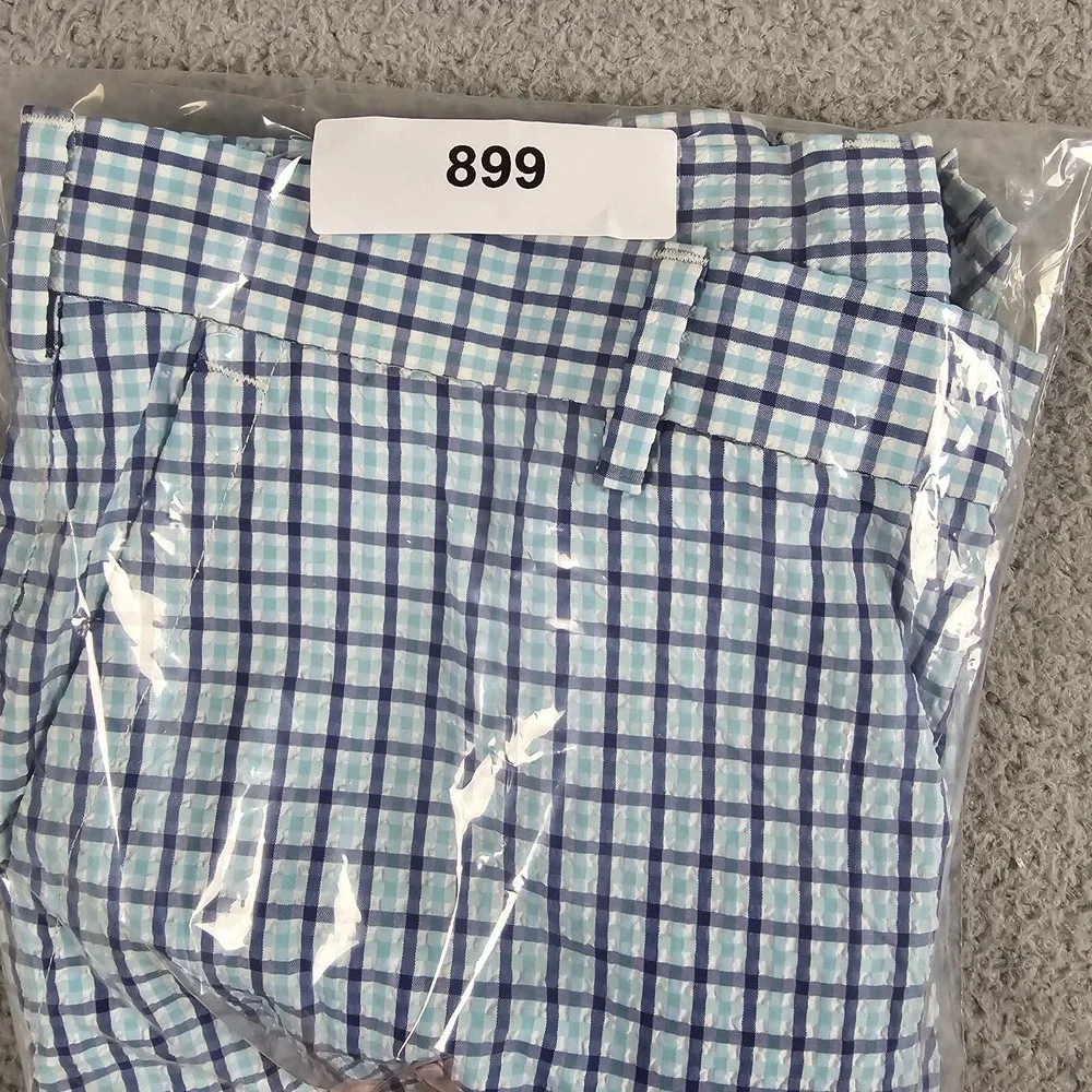 Peter‎ Millar Crown Sport Golf Shorts Mens 36 Blue Check Performance Stretch - Picture 11 of 11